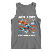 Funny Pilot Airplane Lovers Tank Top Just A Boy Who Loves Planes - Wonder Print Shop