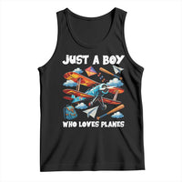 Funny Pilot Airplane Lovers Tank Top Just A Boy Who Loves Planes - Wonder Print Shop
