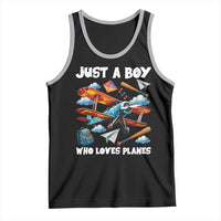Funny Pilot Airplane Lovers Tank Top Just A Boy Who Loves Planes - Wonder Print Shop
