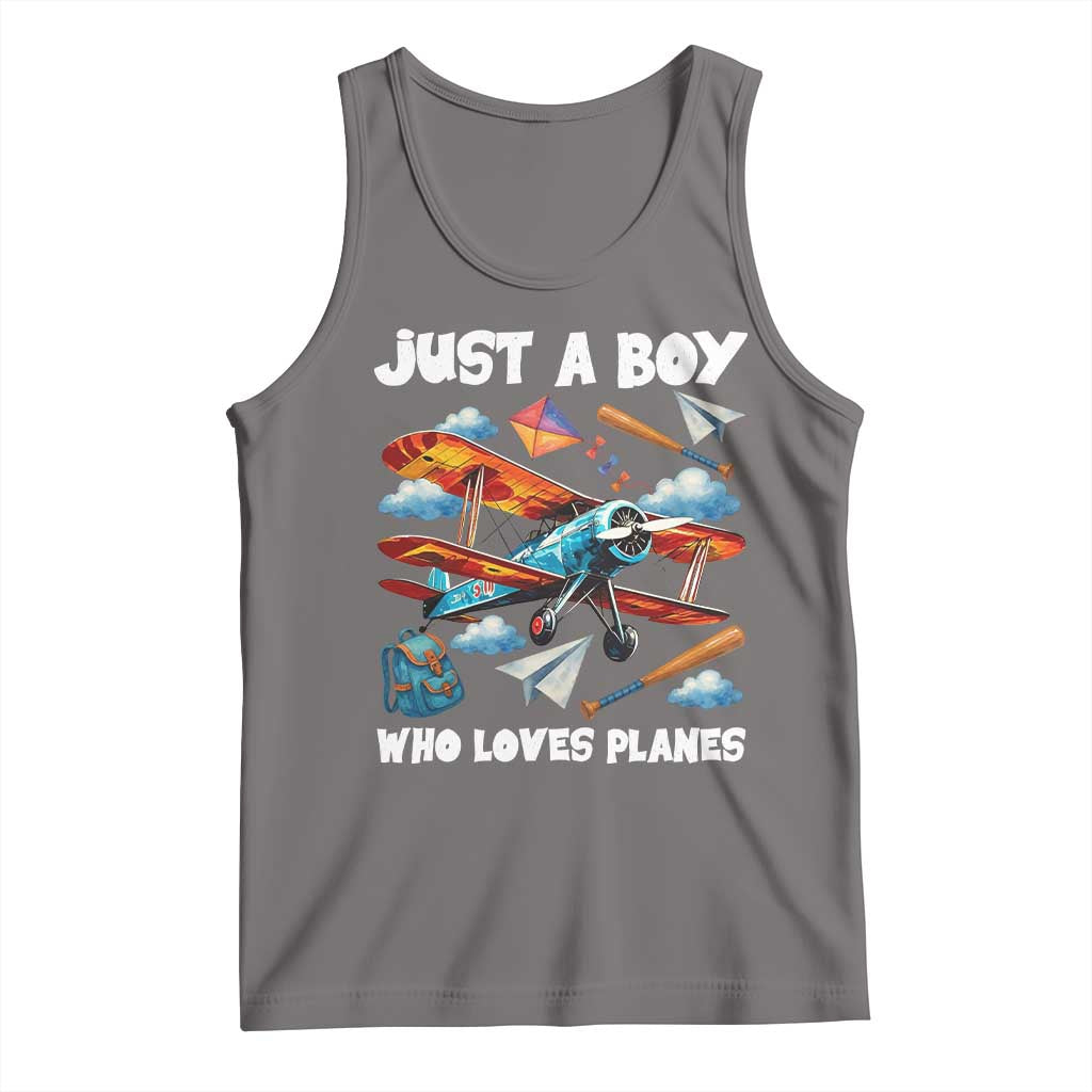 Funny Pilot Airplane Lovers Tank Top Just A Boy Who Loves Planes - Wonder Print Shop
