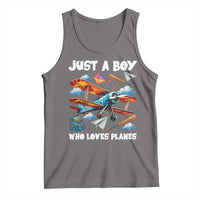 Funny Pilot Airplane Lovers Tank Top Just A Boy Who Loves Planes - Wonder Print Shop