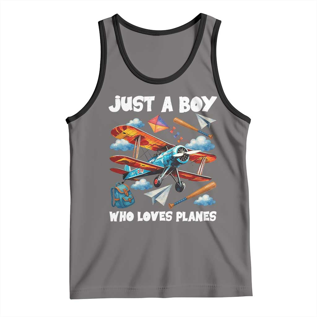 Funny Pilot Airplane Lovers Tank Top Just A Boy Who Loves Planes - Wonder Print Shop