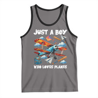 Funny Pilot Airplane Lovers Tank Top Just A Boy Who Loves Planes - Wonder Print Shop