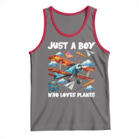 Funny Pilot Airplane Lovers Tank Top Just A Boy Who Loves Planes - Wonder Print Shop