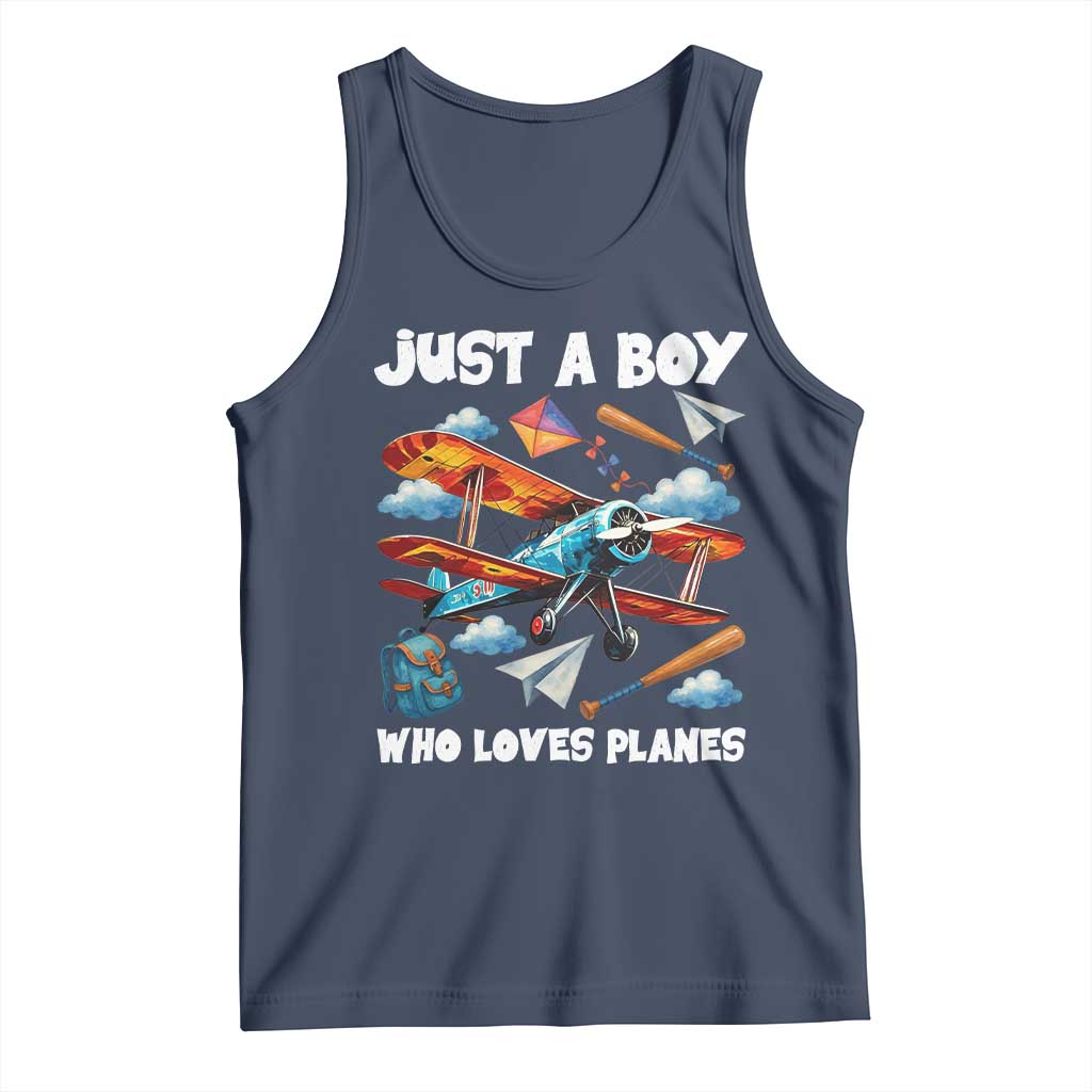 Funny Pilot Airplane Lovers Tank Top Just A Boy Who Loves Planes - Wonder Print Shop