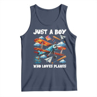 Funny Pilot Airplane Lovers Tank Top Just A Boy Who Loves Planes - Wonder Print Shop