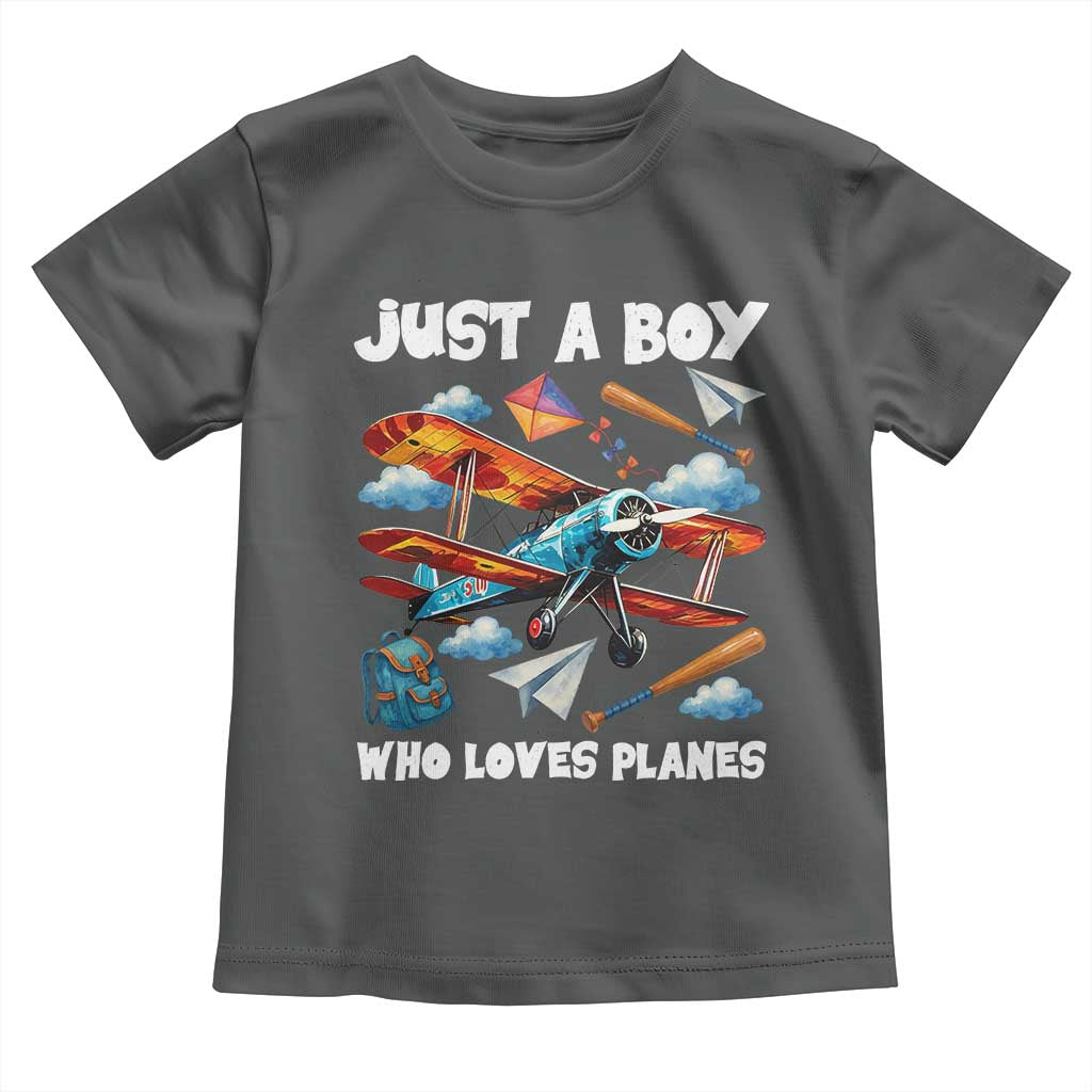 Funny Pilot Airplane Lovers Toddler T Shirt Just A Boy Who Loves Planes - Wonder Print Shop