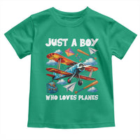Funny Pilot Airplane Lovers Toddler T Shirt Just A Boy Who Loves Planes - Wonder Print Shop