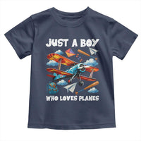 Funny Pilot Airplane Lovers Toddler T Shirt Just A Boy Who Loves Planes - Wonder Print Shop