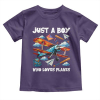Funny Pilot Airplane Lovers Toddler T Shirt Just A Boy Who Loves Planes - Wonder Print Shop