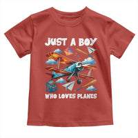 Funny Pilot Airplane Lovers Toddler T Shirt Just A Boy Who Loves Planes - Wonder Print Shop