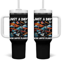 Funny Pilot Airplane Lovers Tumbler With Handle Just A Boy Who Loves Planes - Wonder Print Shop