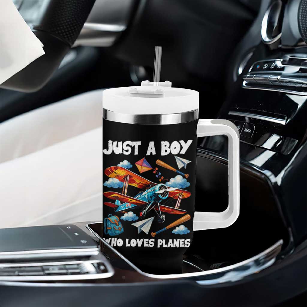 Funny Pilot Airplane Lovers Tumbler With Handle Just A Boy Who Loves Planes - Wonder Print Shop