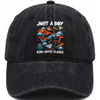 Funny Pilot Airplane Lovers Washed Cotton Baseball Cap Just A Boy Who Loves Planes