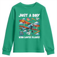 Funny Pilot Airplane Lovers Youth Sweatshirt Just A Boy Who Loves Planes - Wonder Print Shop