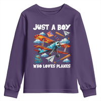 Funny Pilot Airplane Lovers Youth Sweatshirt Just A Boy Who Loves Planes - Wonder Print Shop