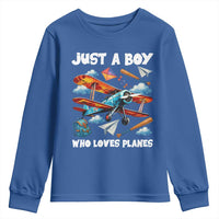 Funny Pilot Airplane Lovers Youth Sweatshirt Just A Boy Who Loves Planes - Wonder Print Shop