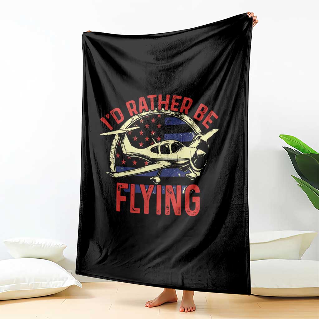 Funny Airplane Pilot Throw Blanket I'd Rather Be Flying - Wonder Print Shop