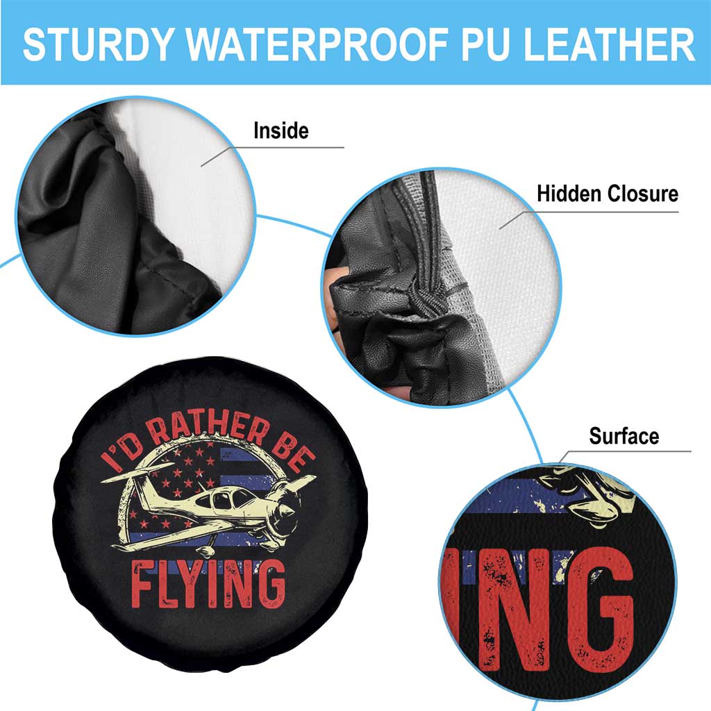 Funny Airplane Pilot Spare Tire Cover I'd Rather Be Flying - Wonder Print Shop