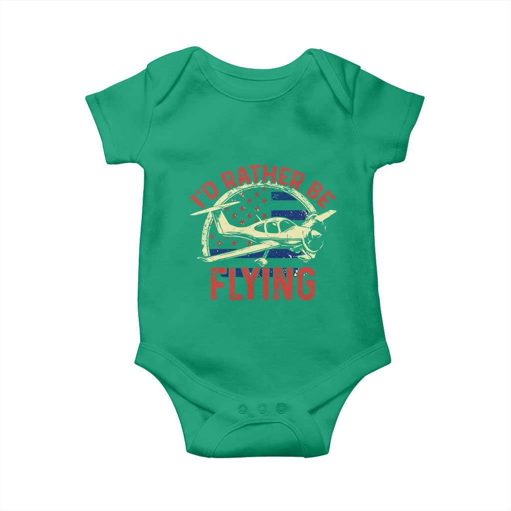 Funny Airplane Pilot Baby Onesie I'd Rather Be Flying - Wonder Print Shop
