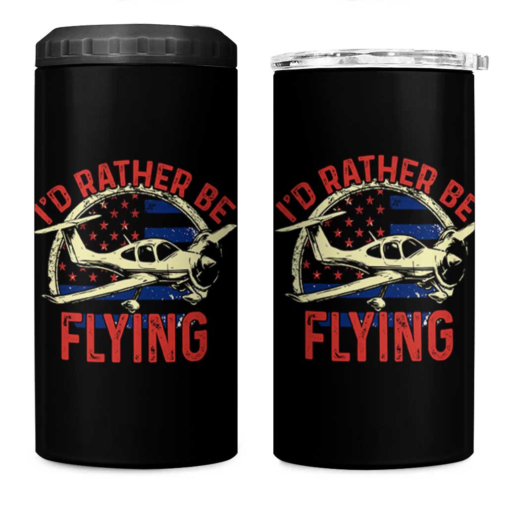 Funny Airplane Pilot 4 in 1 Can Cooler Tumbler I'd Rather Be Flying - Wonder Print Shop
