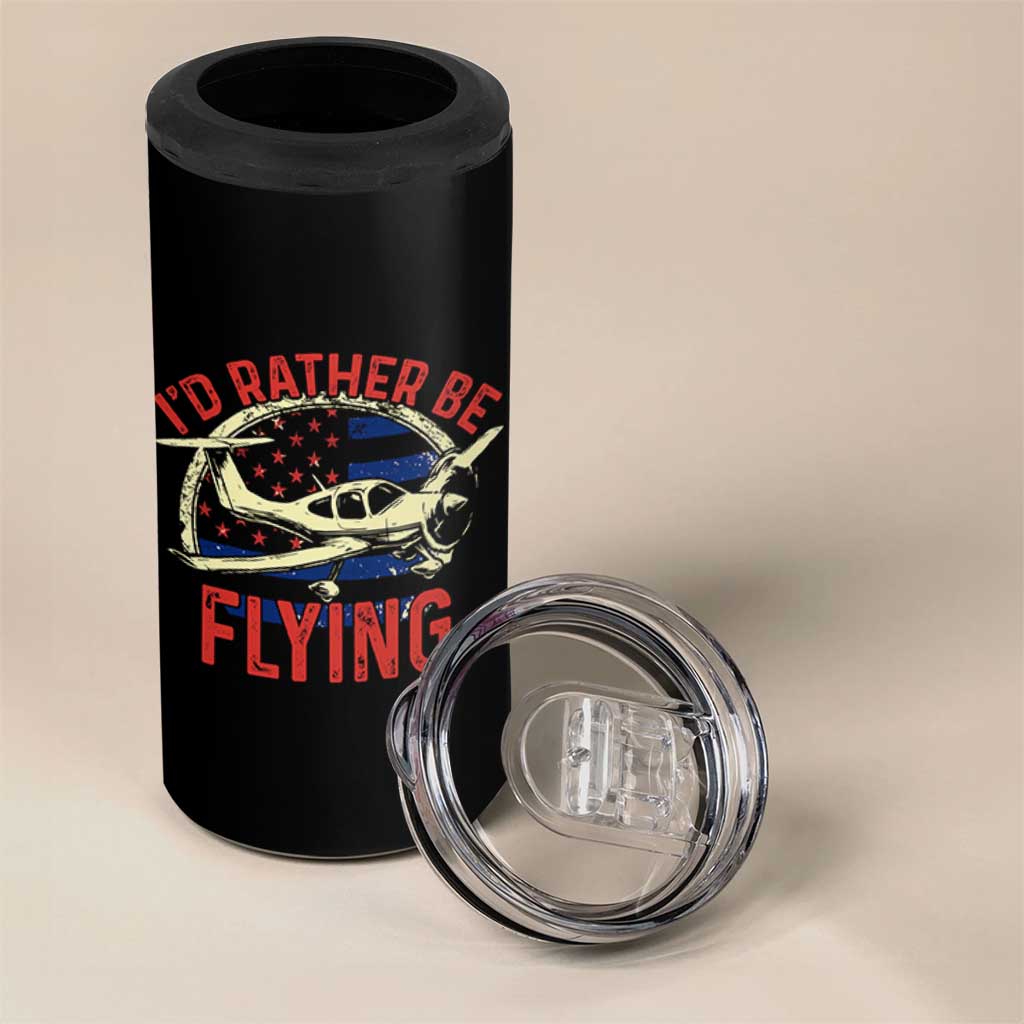 Funny Airplane Pilot 4 in 1 Can Cooler Tumbler I'd Rather Be Flying - Wonder Print Shop