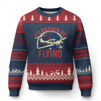 Funny Airplane Pilot Ugly Christmas Sweater I'd Rather Be Flying - Wonder Print Shop