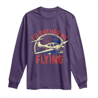 Funny Airplane Pilot Long Sleeve Shirt I'd Rather Be Flying - Wonder Print Shop