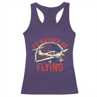 Funny Airplane Pilot Racerback Tank Top I'd Rather Be Flying - Wonder Print Shop