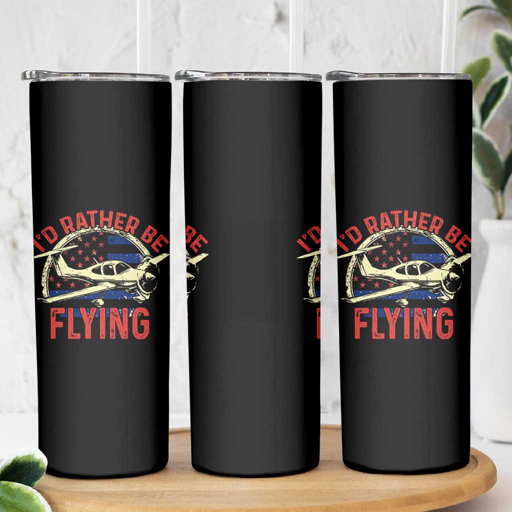 Funny Airplane Pilot Skinny Tumbler I'd Rather Be Flying - Wonder Print Shop