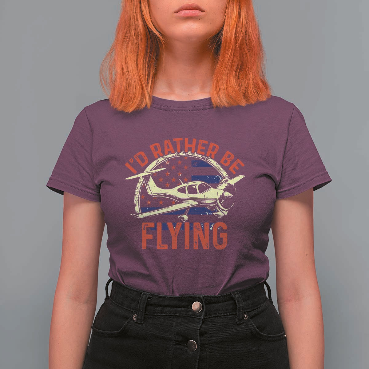 Funny Airplane Pilot T Shirt For Women I'd Rather Be Flying - Wonder Print Shop