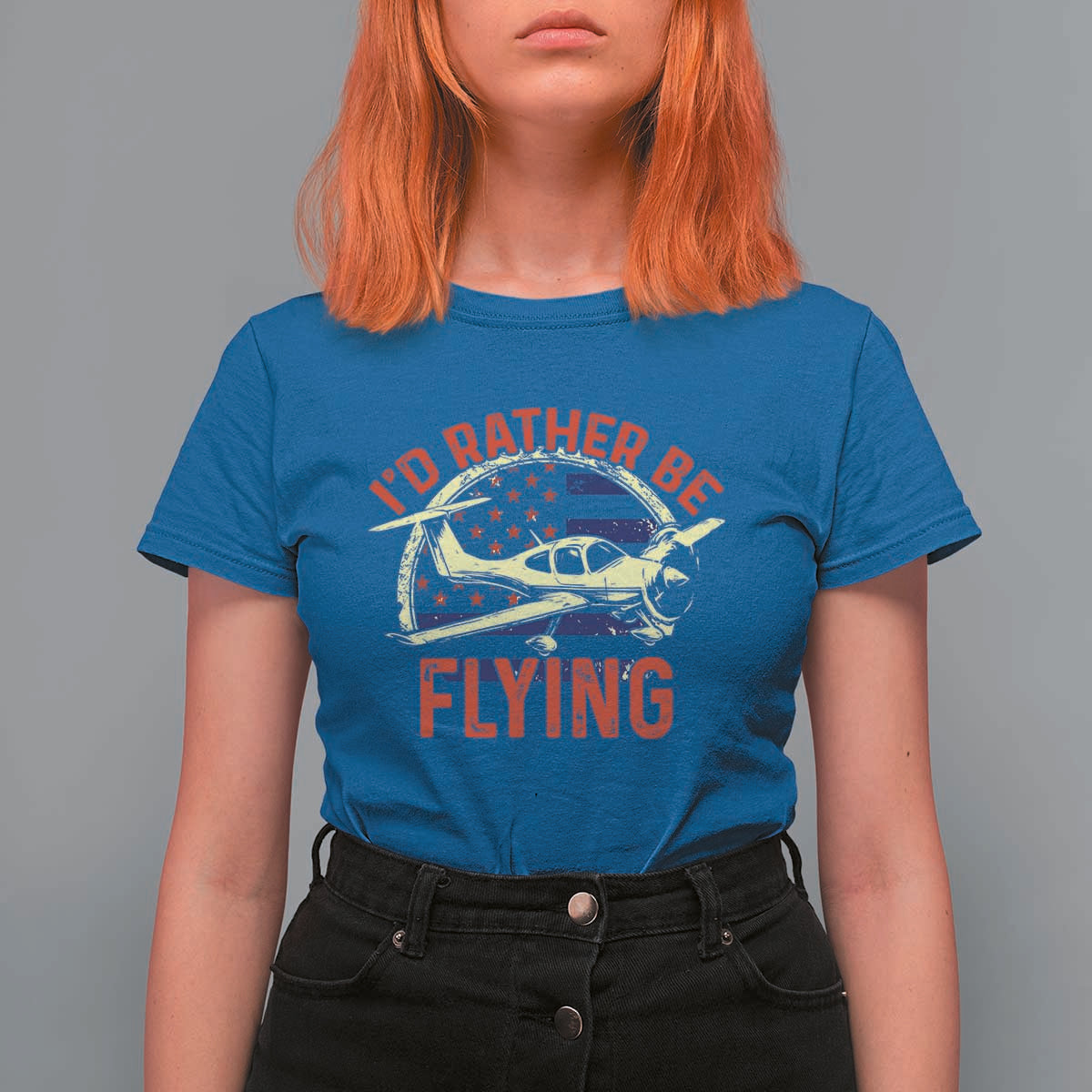 Funny Airplane Pilot T Shirt For Women I'd Rather Be Flying - Wonder Print Shop