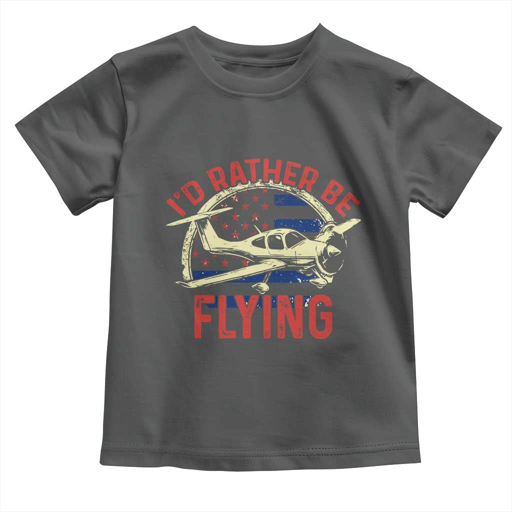 Funny Airplane Pilot Toddler T Shirt I'd Rather Be Flying - Wonder Print Shop