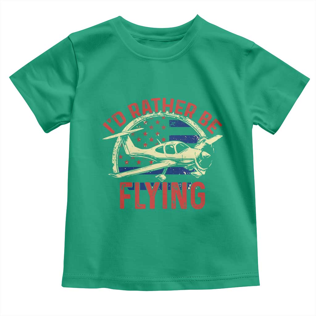 Funny Airplane Pilot Toddler T Shirt I'd Rather Be Flying - Wonder Print Shop
