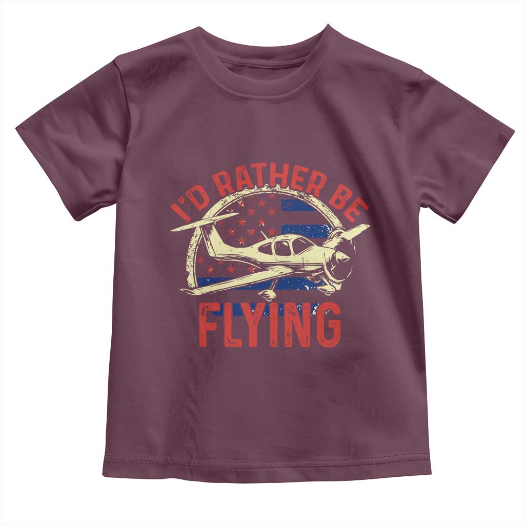 Funny Airplane Pilot Toddler T Shirt I'd Rather Be Flying - Wonder Print Shop