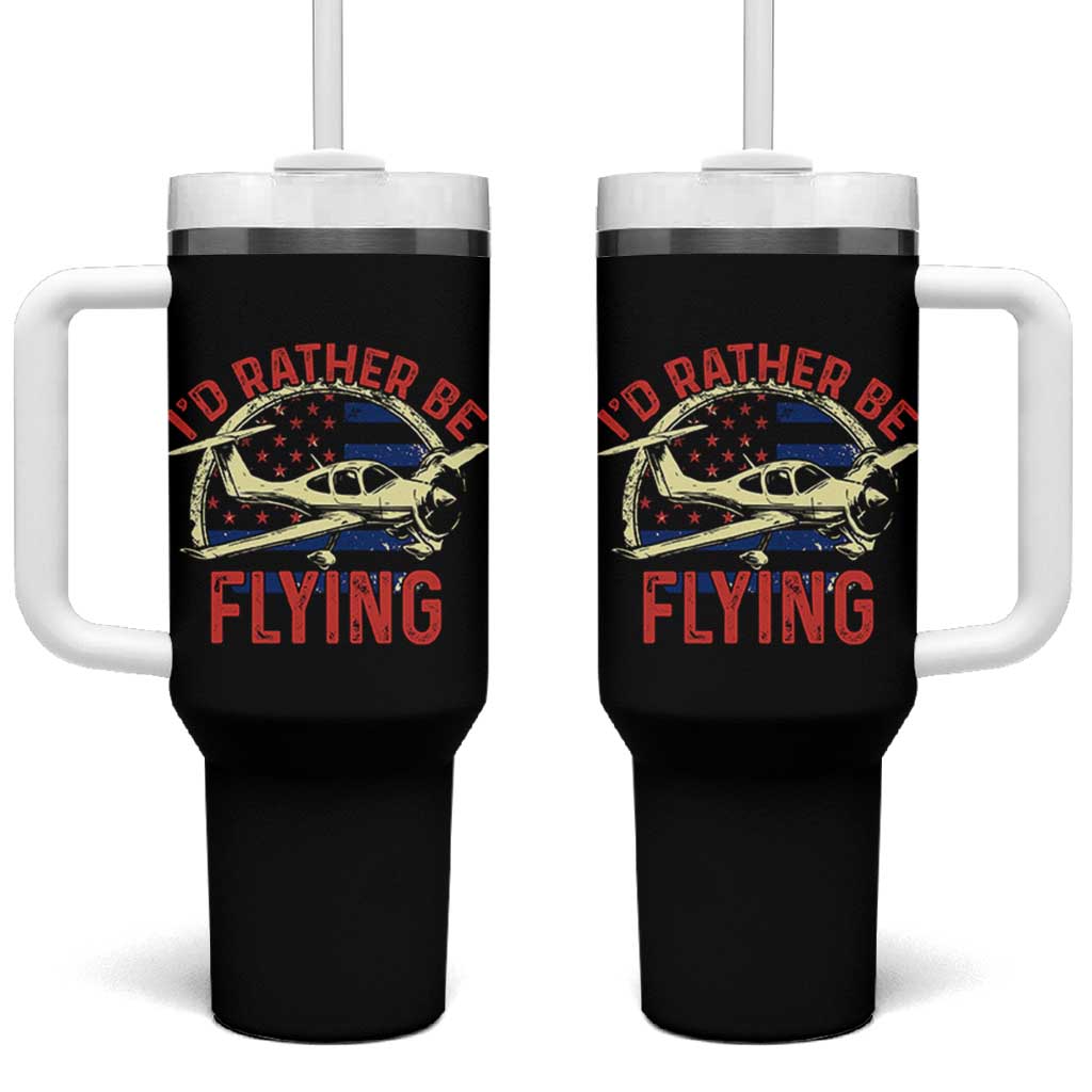 Funny Airplane Pilot Tumbler With Handle I'd Rather Be Flying - Wonder Print Shop