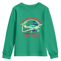 Funny Airplane Pilot Youth Sweatshirt I'd Rather Be Flying - Wonder Print Shop