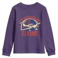 Funny Airplane Pilot Youth Sweatshirt I'd Rather Be Flying - Wonder Print Shop