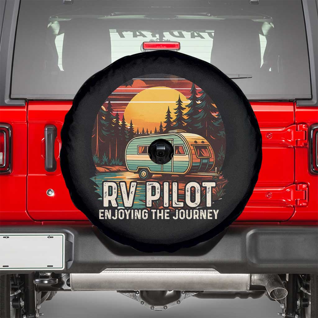 RV Pilot Enjoying The Journey Spare Tire Cover Funny Camping Lover - Wonder Print Shop