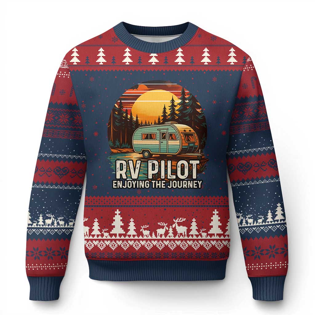 RV Pilot Enjoying The Journey Ugly Christmas Sweater Funny Camping Lover - Wonder Print Shop