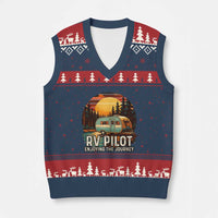 RV Pilot Enjoying The Journey V-Neck Knit Sweater Vest Funny Camping Lover - Wonder Print Shop