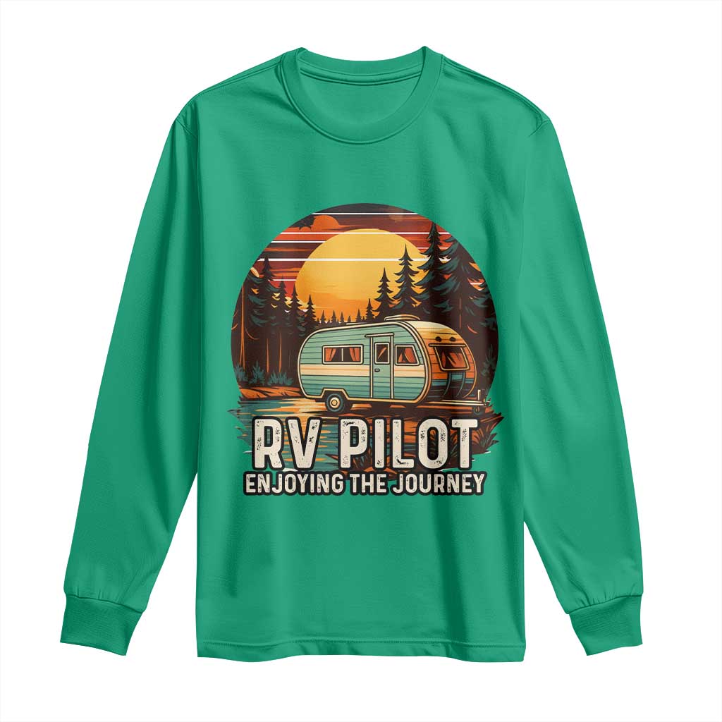 RV Pilot Enjoying The Journey Long Sleeve Shirt Funny Camping Lover - Wonder Print Shop