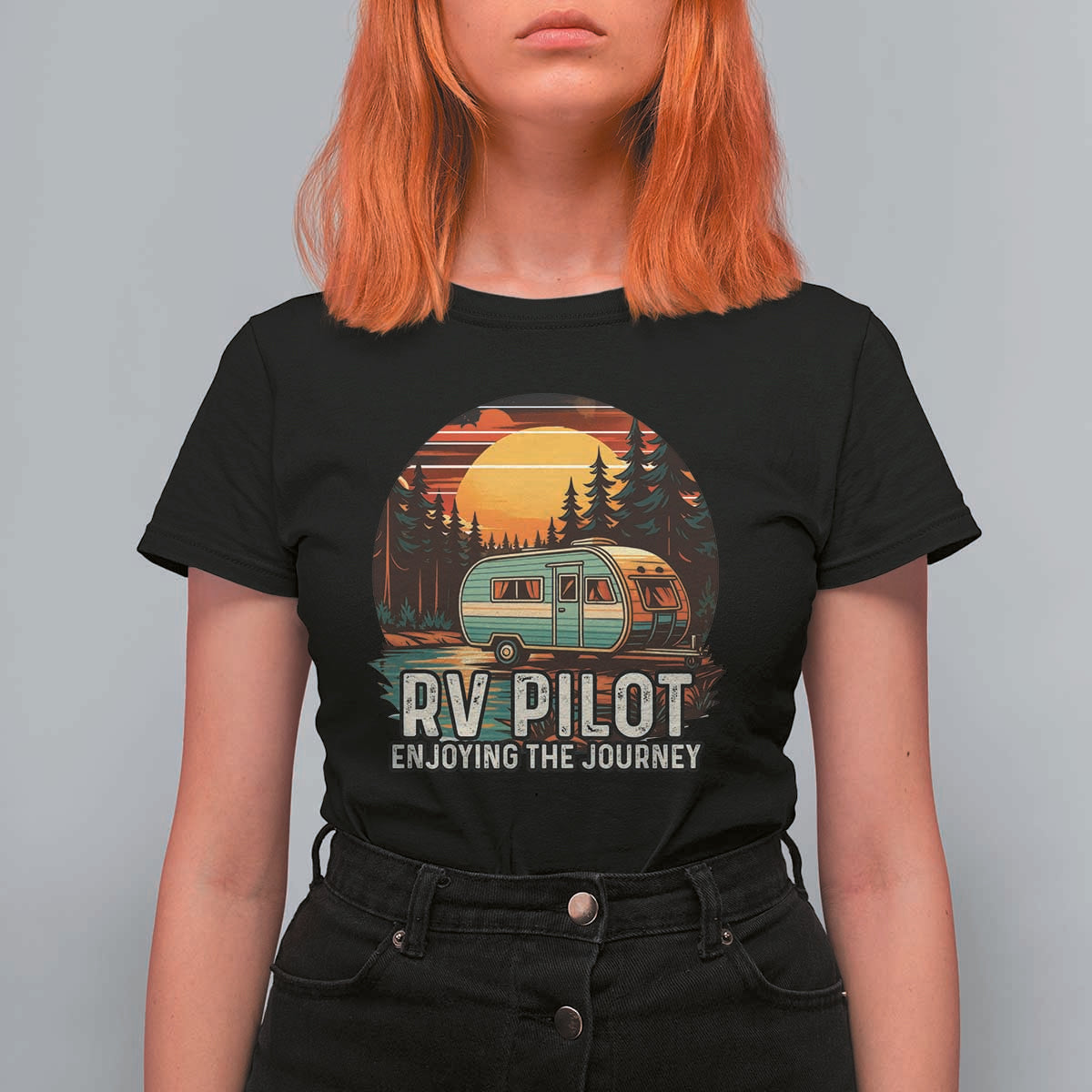 RV Pilot Enjoying The Journey T Shirt For Women Funny Camping Lover - Wonder Print Shop