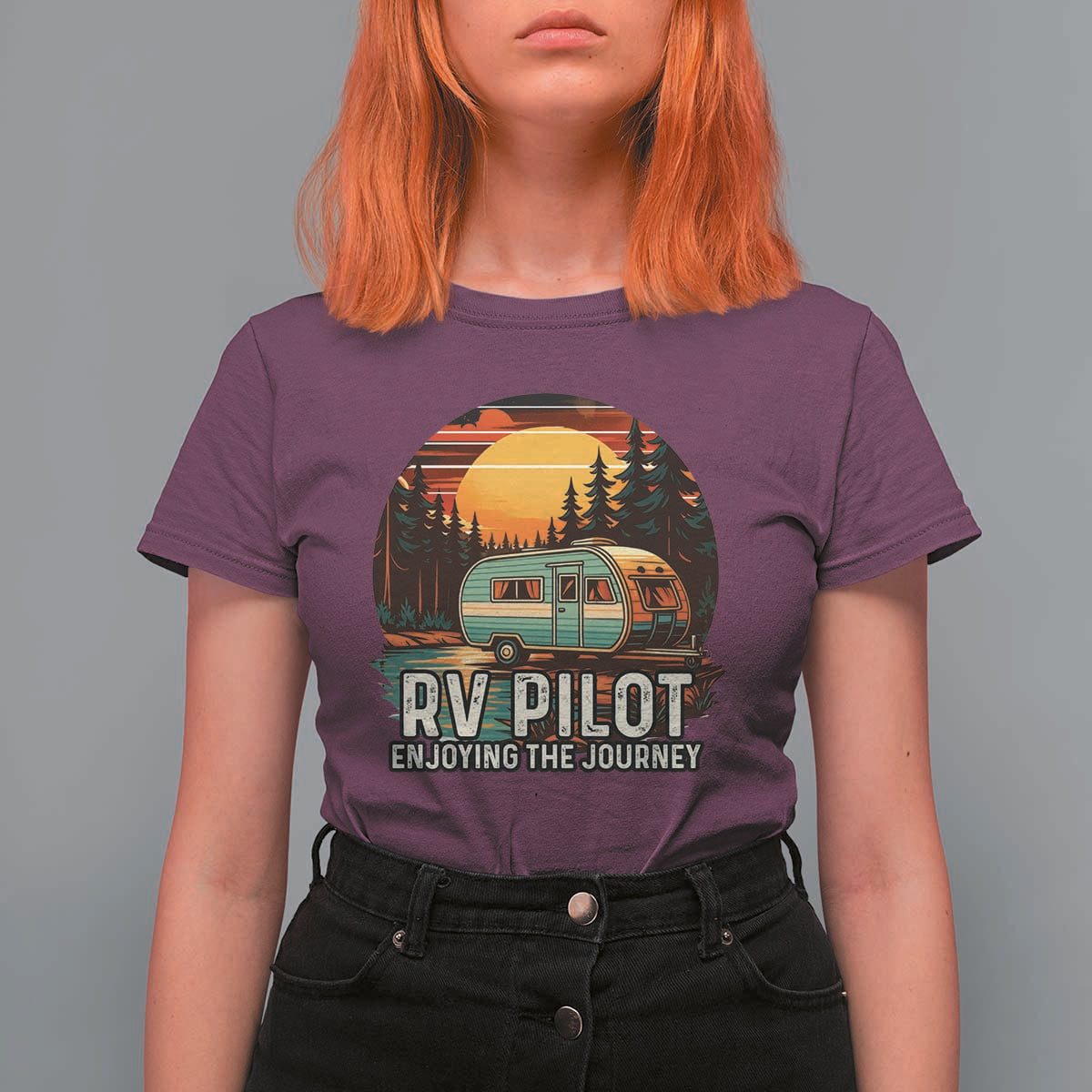 RV Pilot Enjoying The Journey T Shirt For Women Funny Camping Lover - Wonder Print Shop