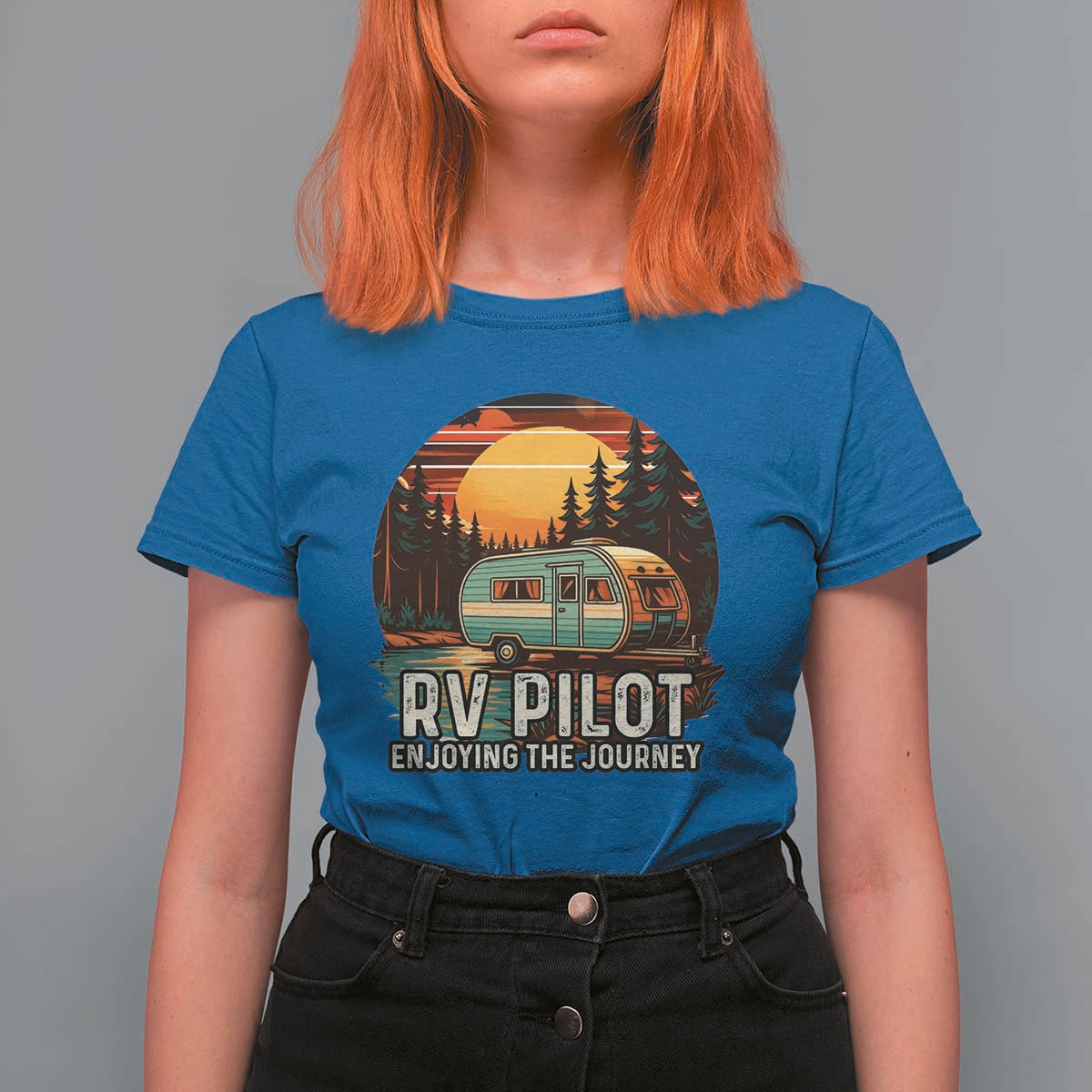 RV Pilot Enjoying The Journey T Shirt For Women Funny Camping Lover - Wonder Print Shop
