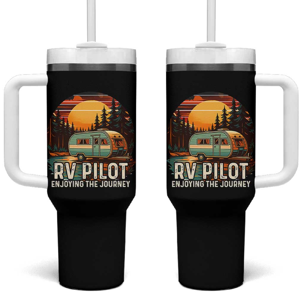 RV Pilot Enjoying The Journey Tumbler With Handle Funny Camping Lover - Wonder Print Shop