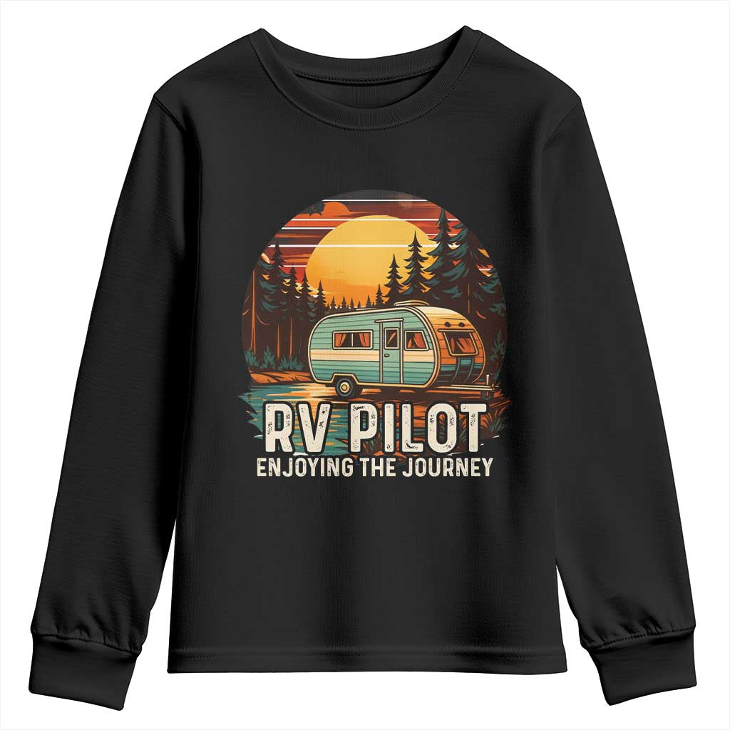 RV Pilot Enjoying The Journey Youth Sweatshirt Funny Camping Lover - Wonder Print Shop