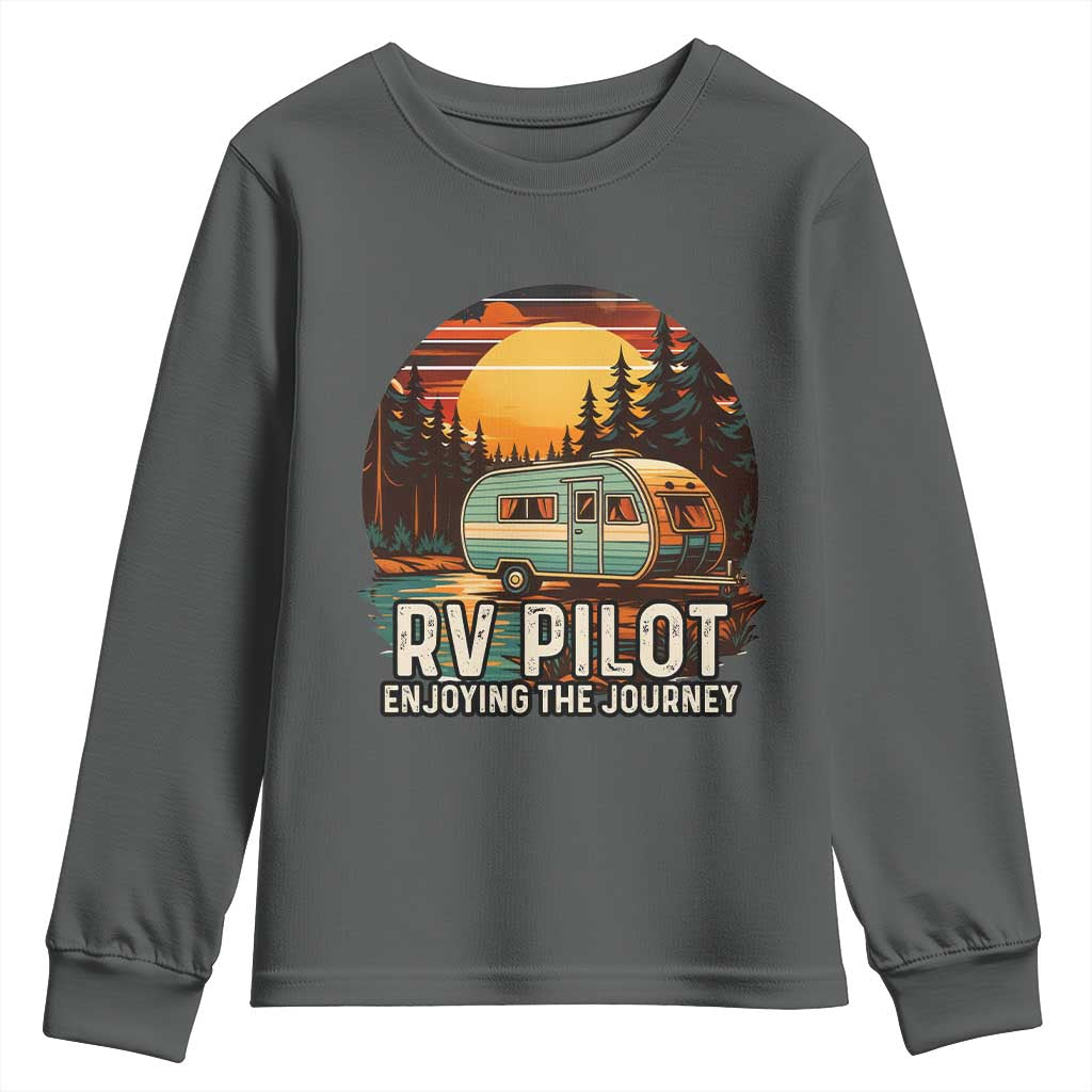 RV Pilot Enjoying The Journey Youth Sweatshirt Funny Camping Lover - Wonder Print Shop