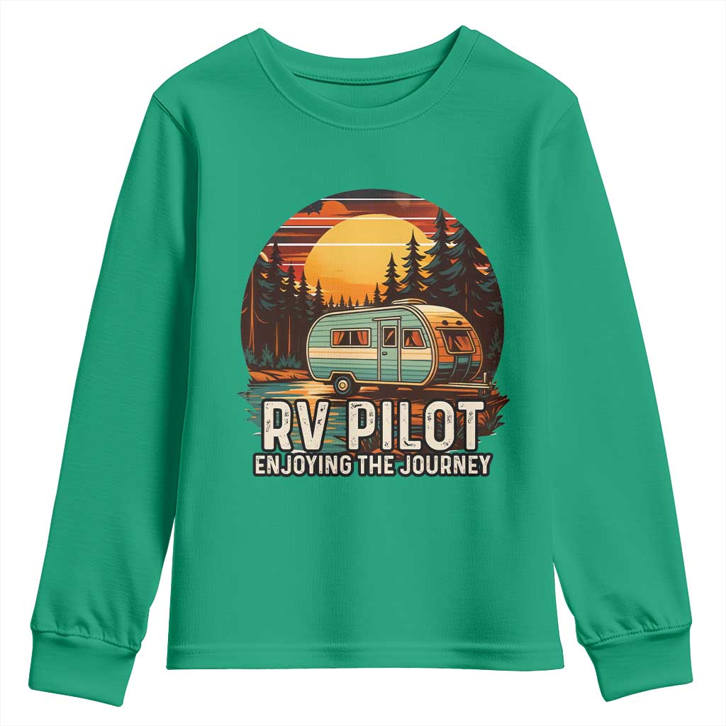 RV Pilot Enjoying The Journey Youth Sweatshirt Funny Camping Lover - Wonder Print Shop