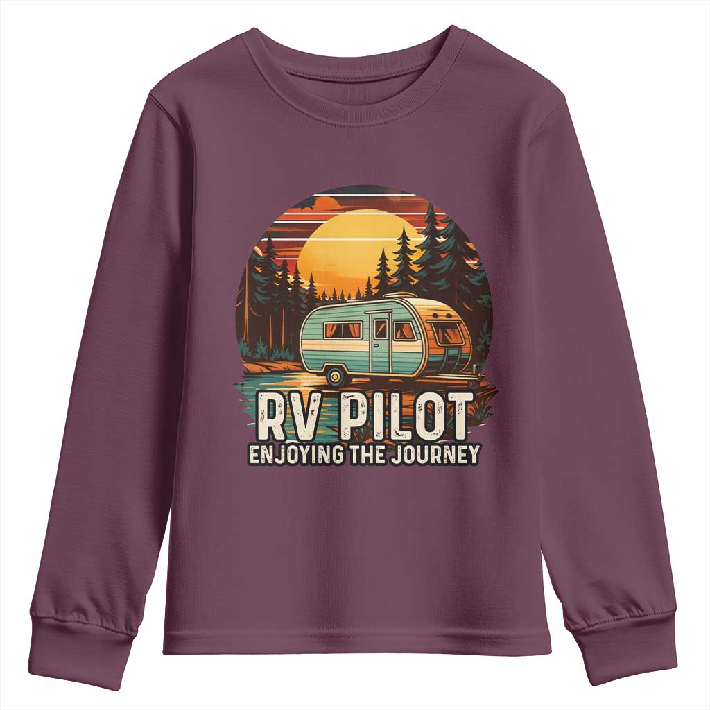 RV Pilot Enjoying The Journey Youth Sweatshirt Funny Camping Lover - Wonder Print Shop